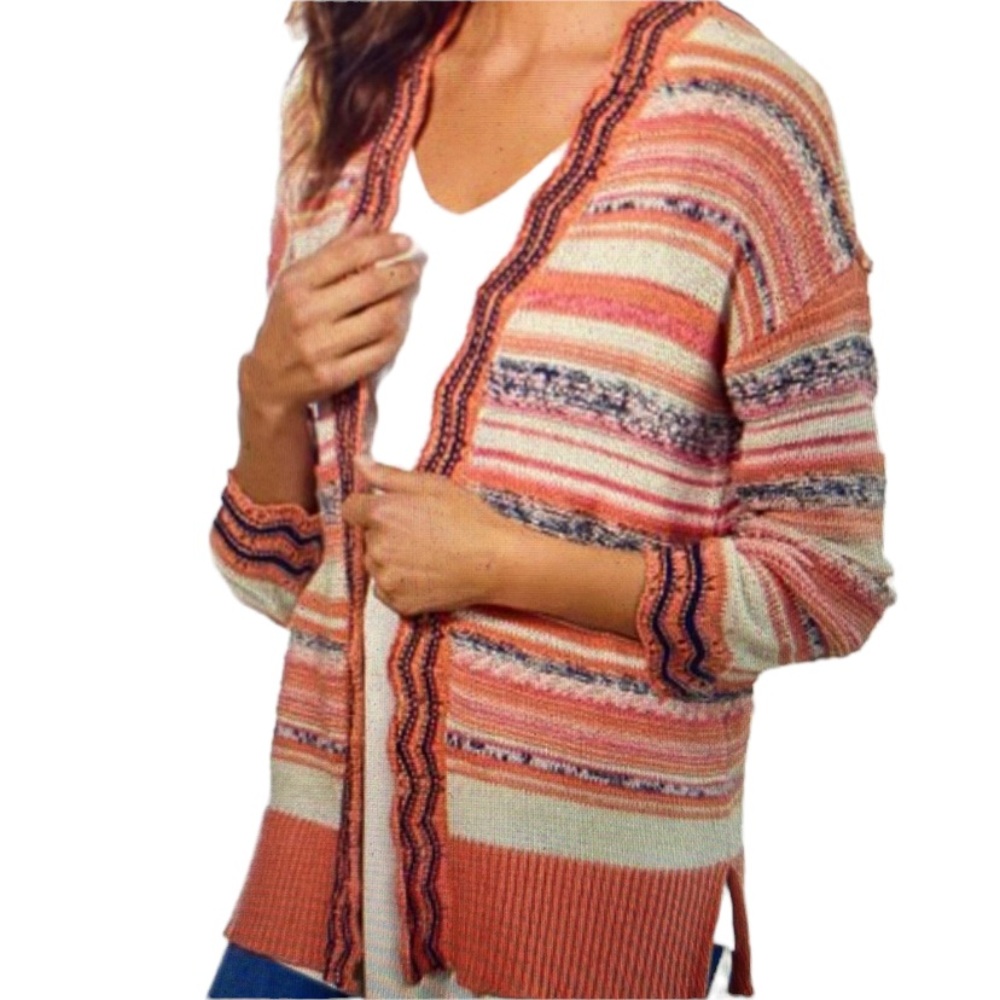 Soft Surroundings Artist Cardi Open Cardigan NWT Size M Multicolor Striped